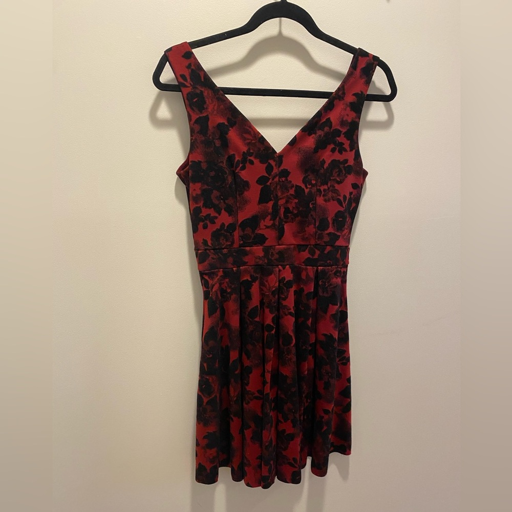 Velvet V neck A line dress